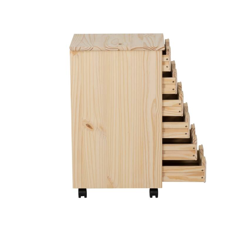 Wooden Storage Cabinet with Casters- 25.75" - Beige