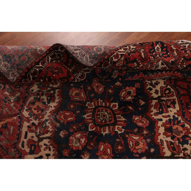 Bakhtiari Persian Vintage Area Rug Hand-Knotted Red Wool Carpet - 6'8" x 9'7"