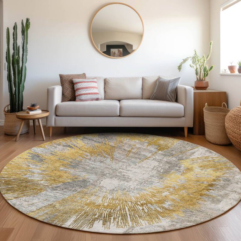 Machine Washable Indoor/ Outdoor Chantille Contemporary Starburst Rug