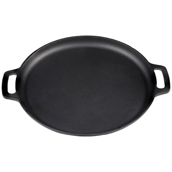 slide 2 of 7, Sunnydaze Pre-Seasoned Cast Iron Pizza Pan with 2 Side Handles