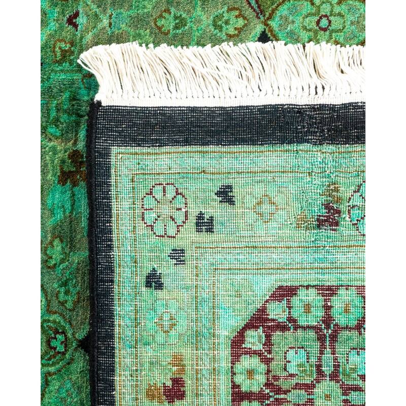 Overton Hand Knotted Wool Vintage Inspired Modern Contemporary Overdyed Multi Area Rug - 6' 1" x 9' 4"