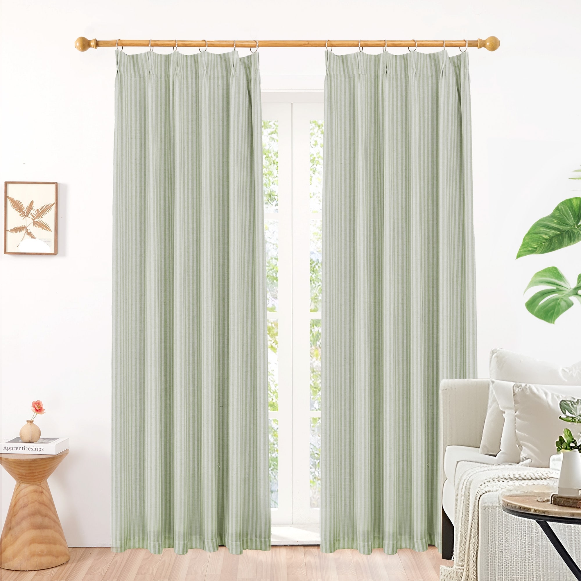 Deconovo Stripe Pinch Pleat Blackout Curtains 2 Panels