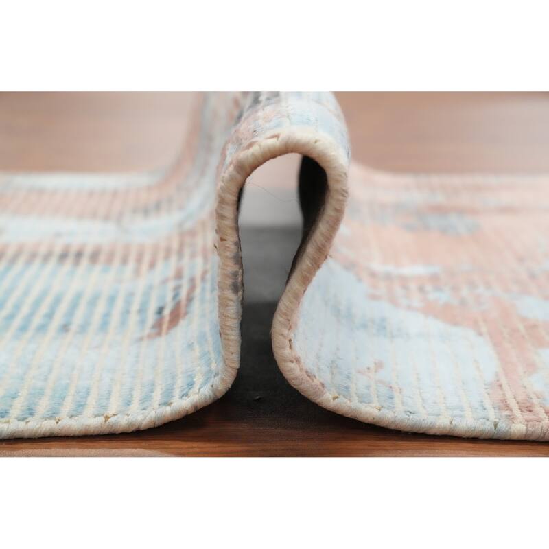 Hand Knotted Oriental Viscose Silk Carpet Modern Abstract Multi-Colored Abstract Area Rug - 4' 0'' X 2' 0''