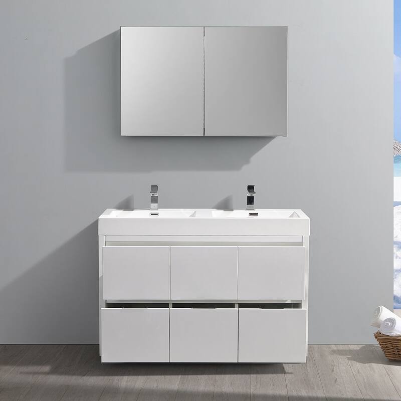 Fresca Senza 48" Double Vanity Set with Wood Cabinet and Acrylic
