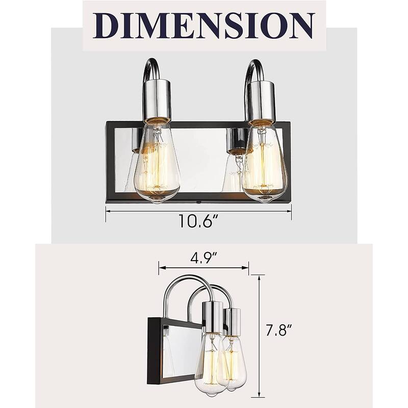 Modern Bathroom Vanity Light with Chrome and Black Finish