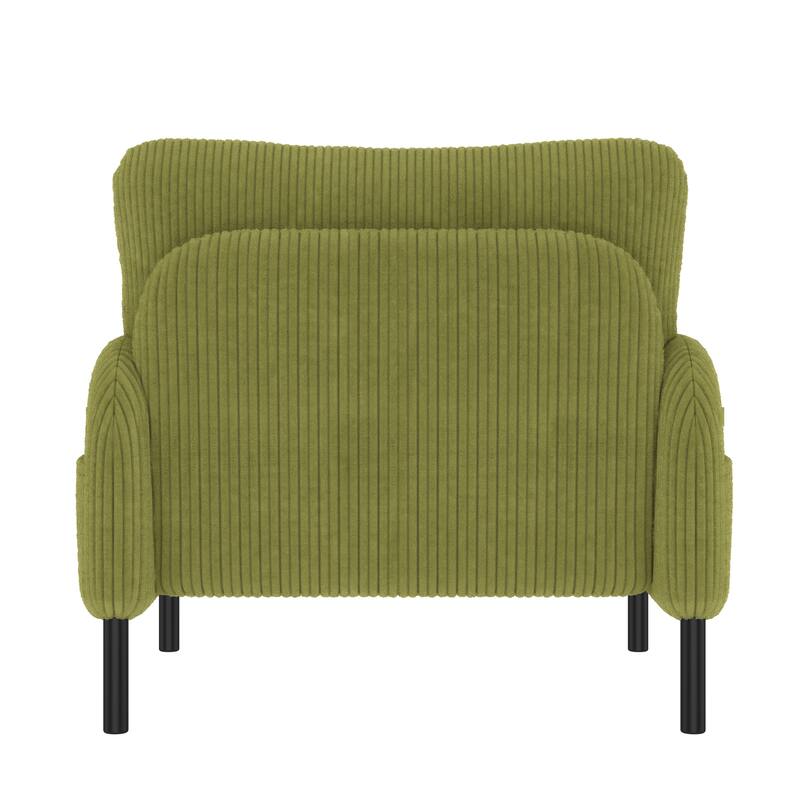 Ergonomic Armchair Corduroy Single Sofa Accent Chair with Side Pockets