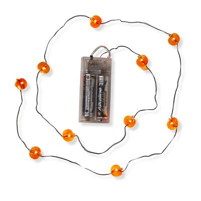 Pumpkin LED String Lights - 47.25" Indoor Halloween Decor - Orange Novelty Lighting for Festive Atmosphere