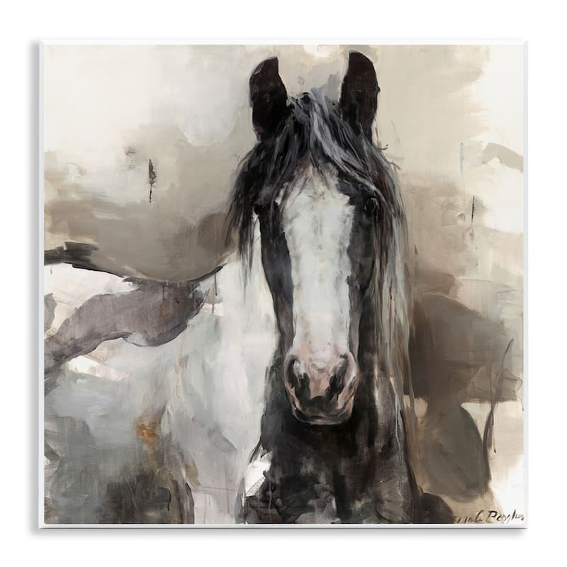 Stupell Grey & Beige Horse Abstract Wall Plaque Art Design By Marilyn Hageman - 12 x 12