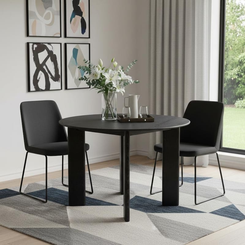 HomeRoots 45" Black Solid Wood Round Top Dining Table - 44.58 in. x 29.72 in. x 44.58 in. - Black - 44.58 in. x 29.72 in.  x 44.58 in.
