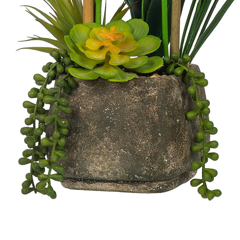 2 Stems Real Touch Phalaenopsis Plastic Orchids with Succulents in Pot - 23.23" H x 20.08" W x 10.04" D