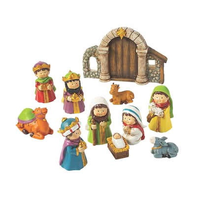 Mini Nativity Set Figures, Christmas, Home Decor, Decorative Accessories, 11 Pieces