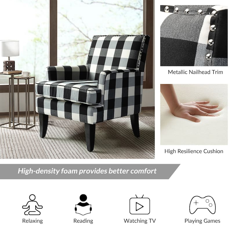 Akorda Classic Armchairs with Nailhead Trim and Solid Wood Legs Set of 2 by HULALA HOME