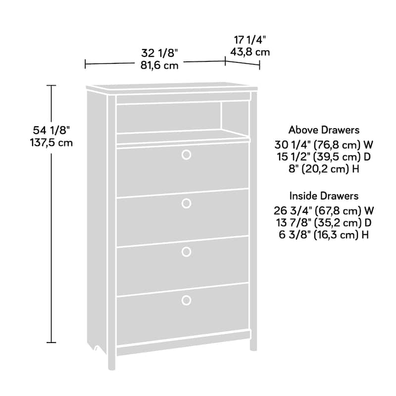 Wood Modern Chest with 4-Drawer and Open Shelf, Blue