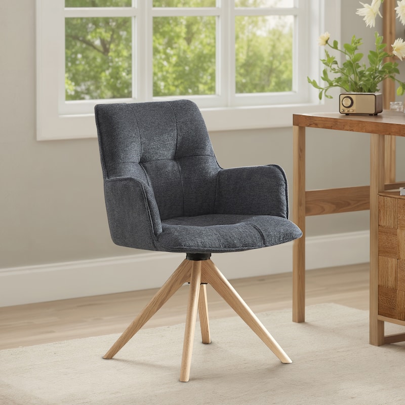 Art Leon Swivel Wood Accent Arm Chair - Dark Gray