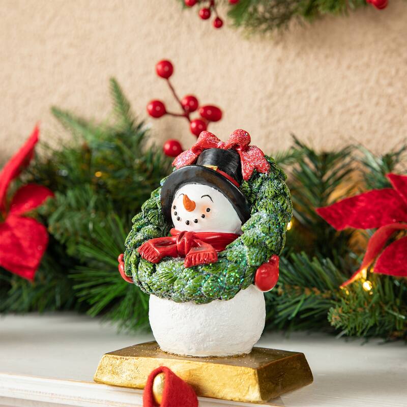 Glitzhome Set of 3 JOY with Snowman Cardinals Stocking Holders Christmas Decor