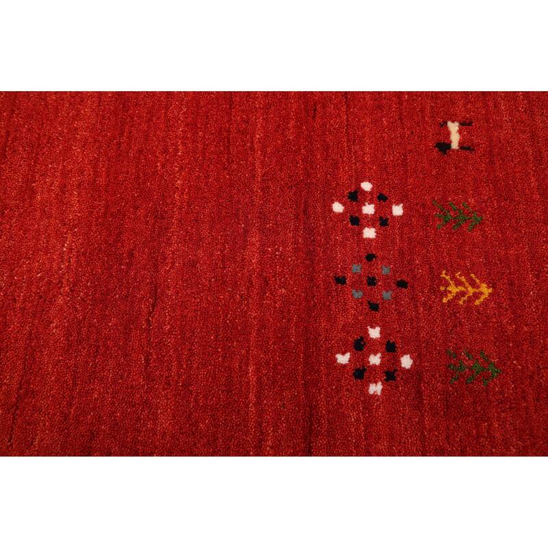ECARPETGALLERY Hand Loomed Kashkuli Gabbeh Red Wool Rug - 5'0 x 7'9