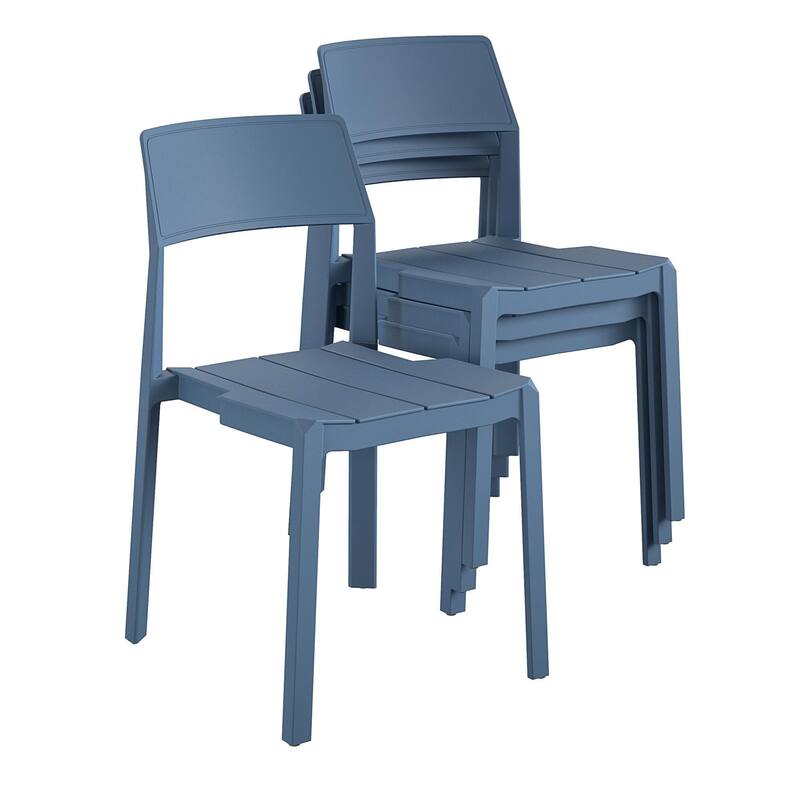 The Novogratz Poolside Collection Chandler Indoor/Outdoor Chairs Set - French Blue Set of 4