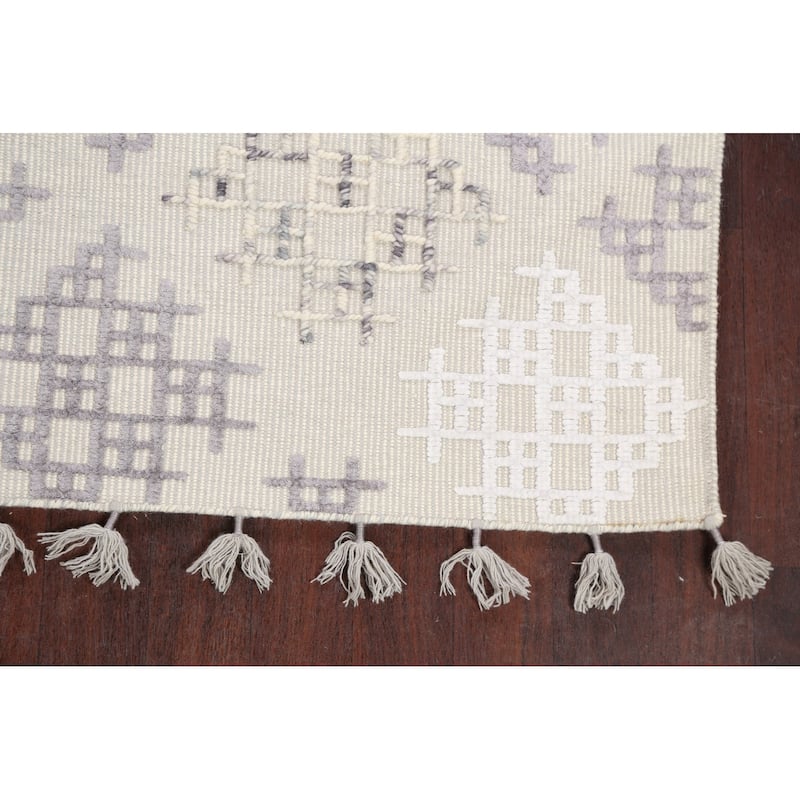 Contemporary Geometric Moroccan Oriental Wool Area Rug Handmade Carpet - 5'4" x 7'4"