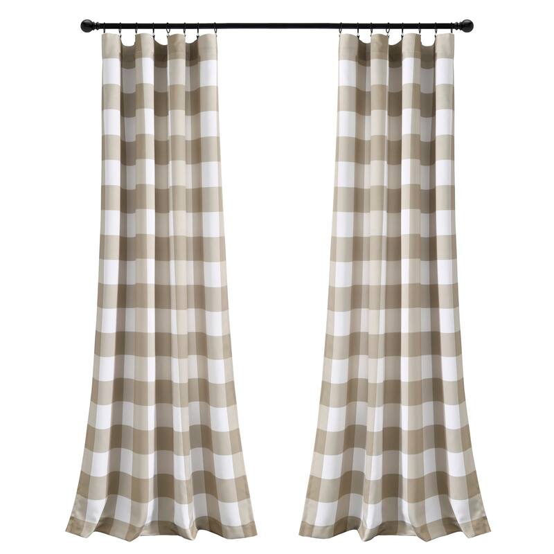 Lush Decor Kelly Checker Room Darkening Window Curtain Panel Pair