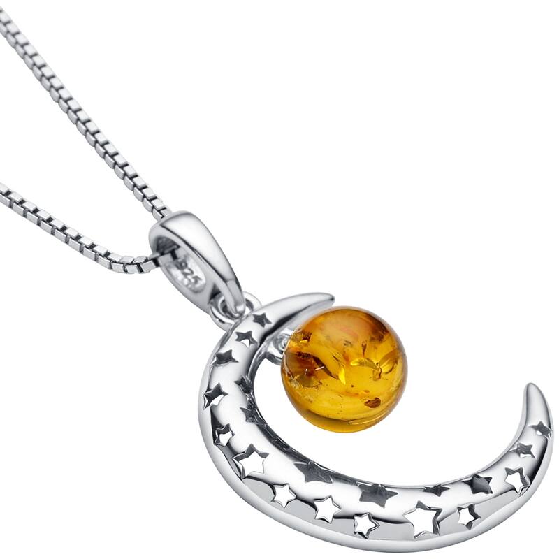 Amber Moon Star Pendant in Sterling Silver