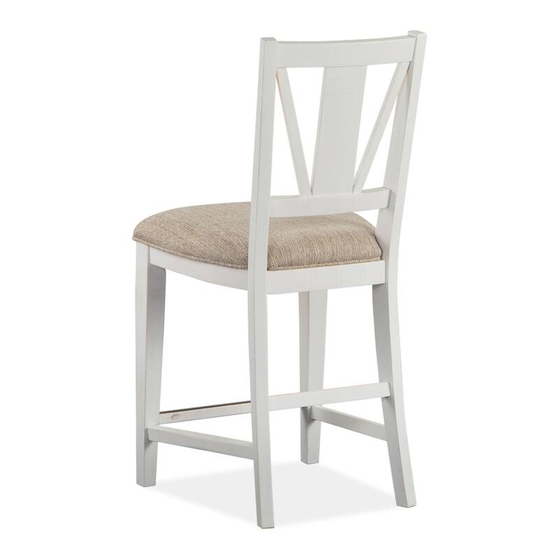 Magnussen Home Heron Cove Chalk White And Dovetail Grey Upholstered Counter Chair Two Pack - 18.25''W x 20.75''D x 40''H