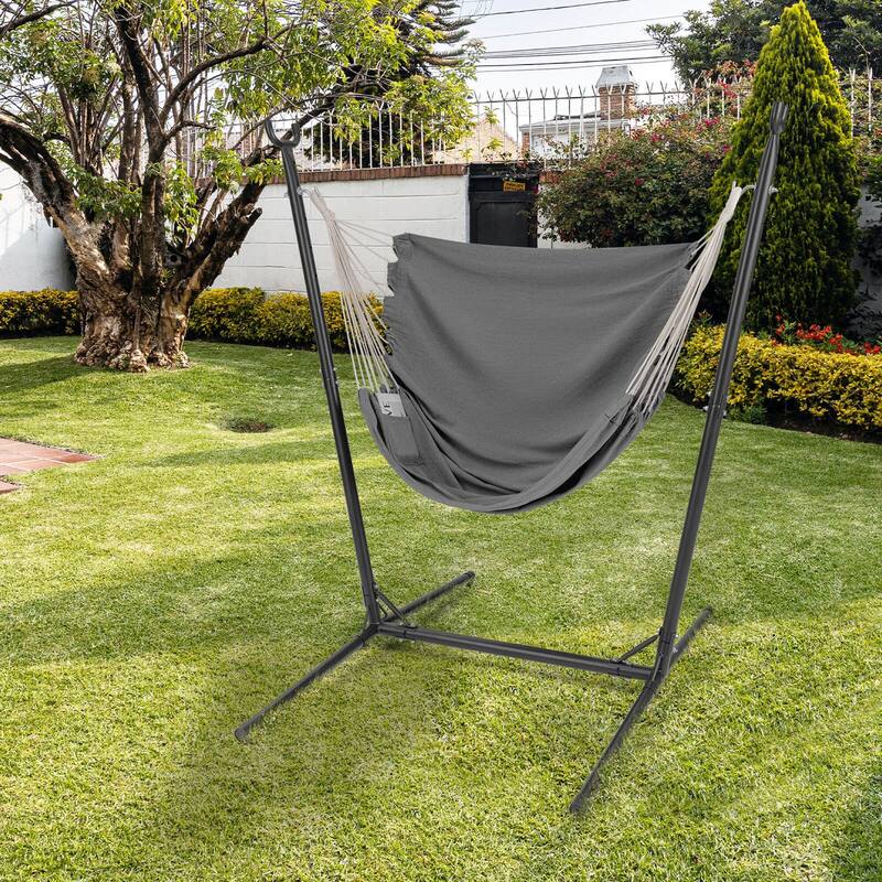 Heavy Duty Swing Chair Hammock Chair w/ H-Shaped & Side Pocket