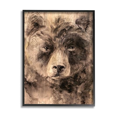 Stupell Rustic Bear Portrait Framed Giclee Art Design by Kamdon Kreations