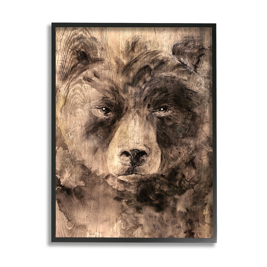 Stupell Rustic Bear Portrait Framed Giclee Art Design by Kamdon Kreations