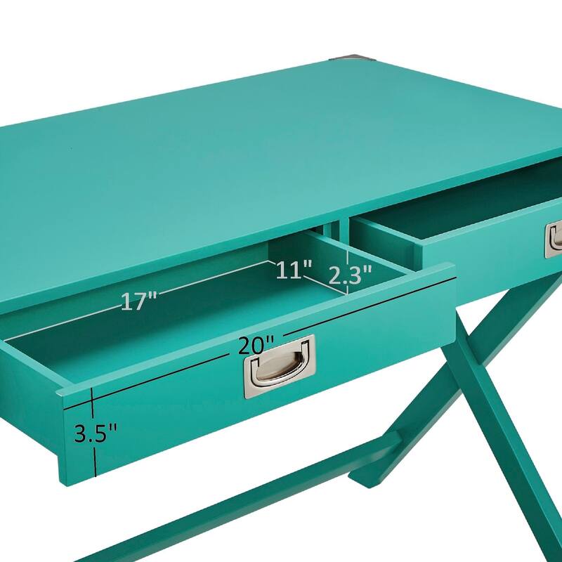 Kenton X Base Wood Accent Campaign Writing Desk iNSPIRE Q Modern