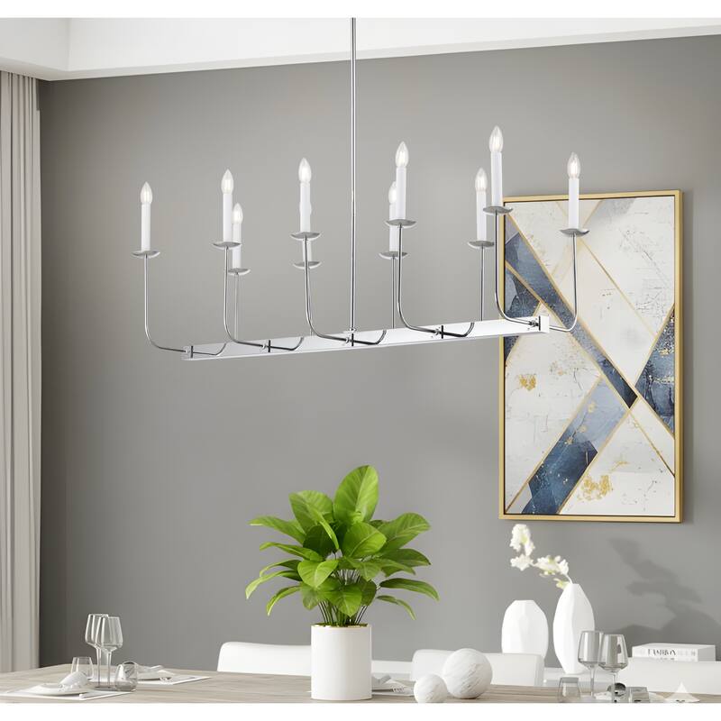 47" Large 10-Light Linear Branching Chandelier - Chrome