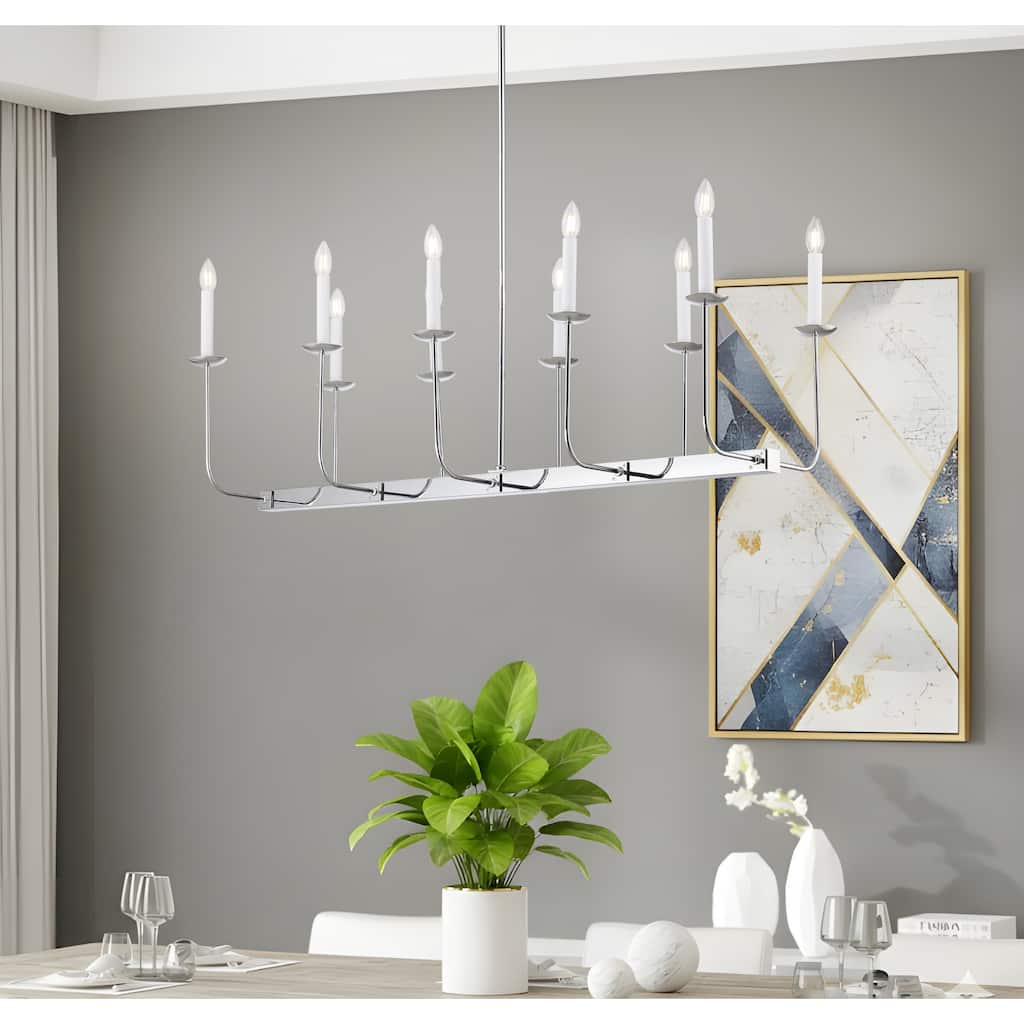 47" Large 10-Light Linear Branching Chandelier