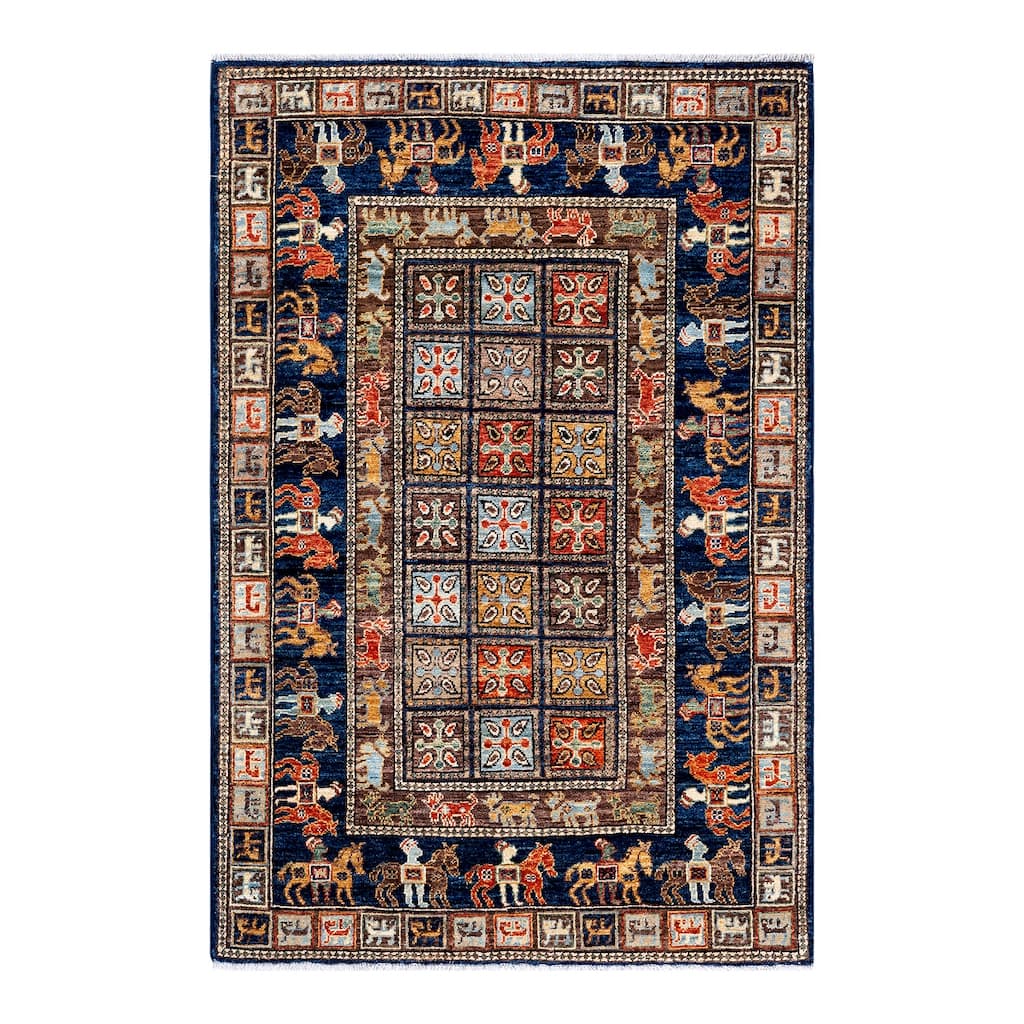 One of a Kind Hand Knotted Traditional Tribal Traditional Area Rug - 5' 0" X 3' 3"