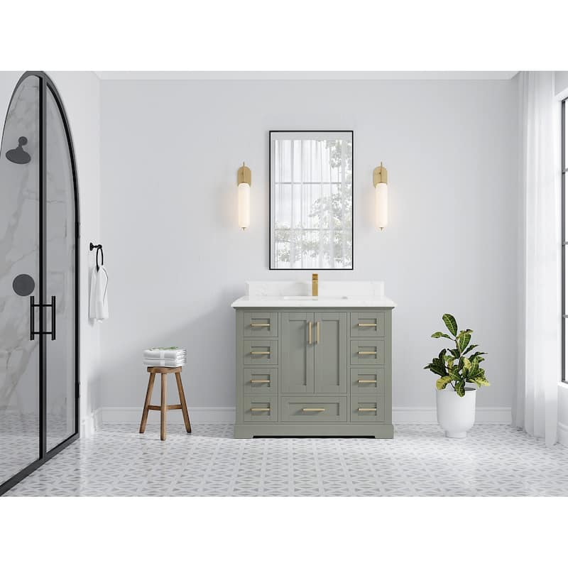 Willow Collection 42 in W x 22 in D x 36 in H Boston Single Bowl Sink Bathroom Vanity with Countertop