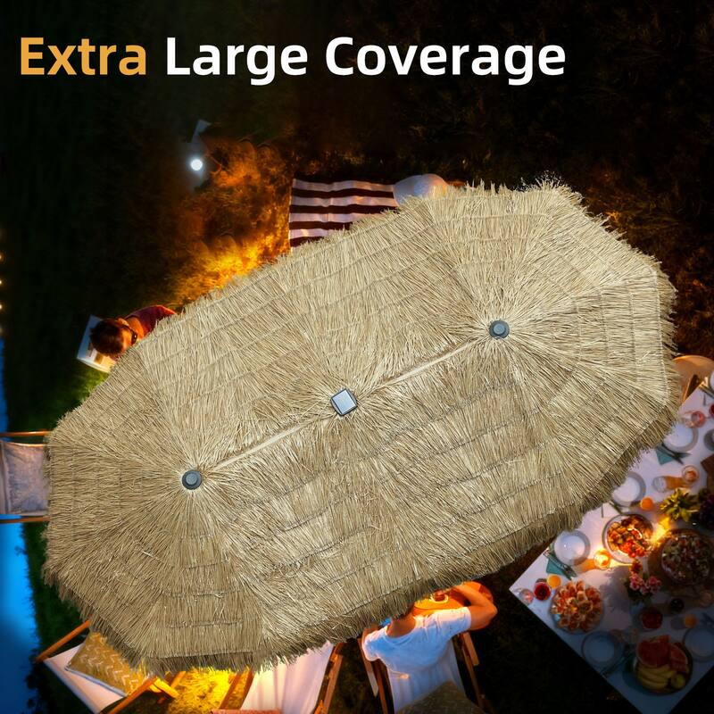 Autlaycil 13ft Extra Large Patio Umbrella with Solar Lights(Without Base)