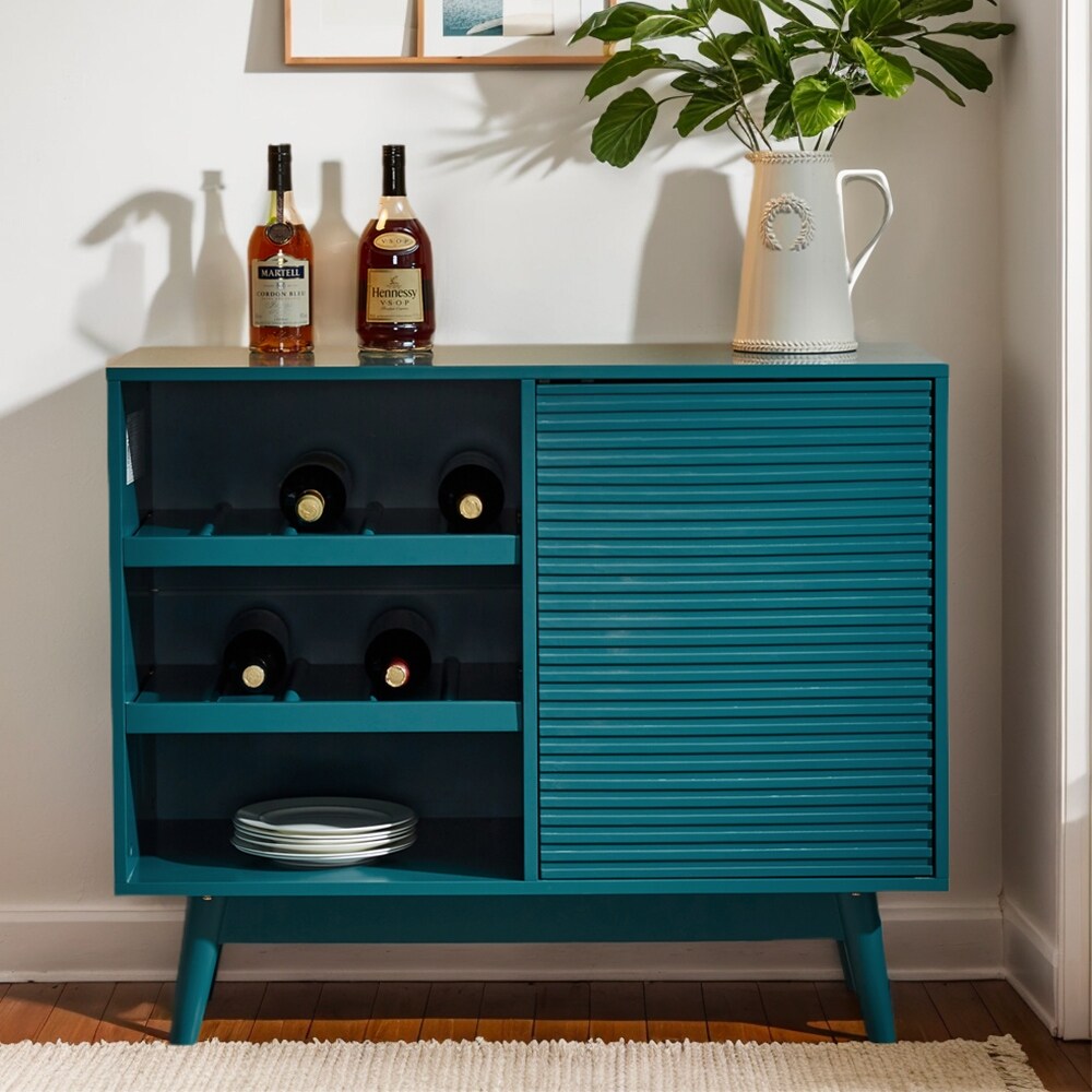 Unique Teal Wine Cabinet Storage Cabinet with Door Adjustable Shelf Decorative Storage Cabinets 36.1W