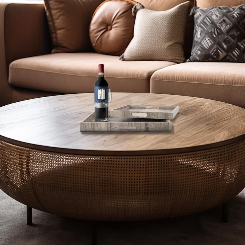 Square Wooden Trays - set of 2