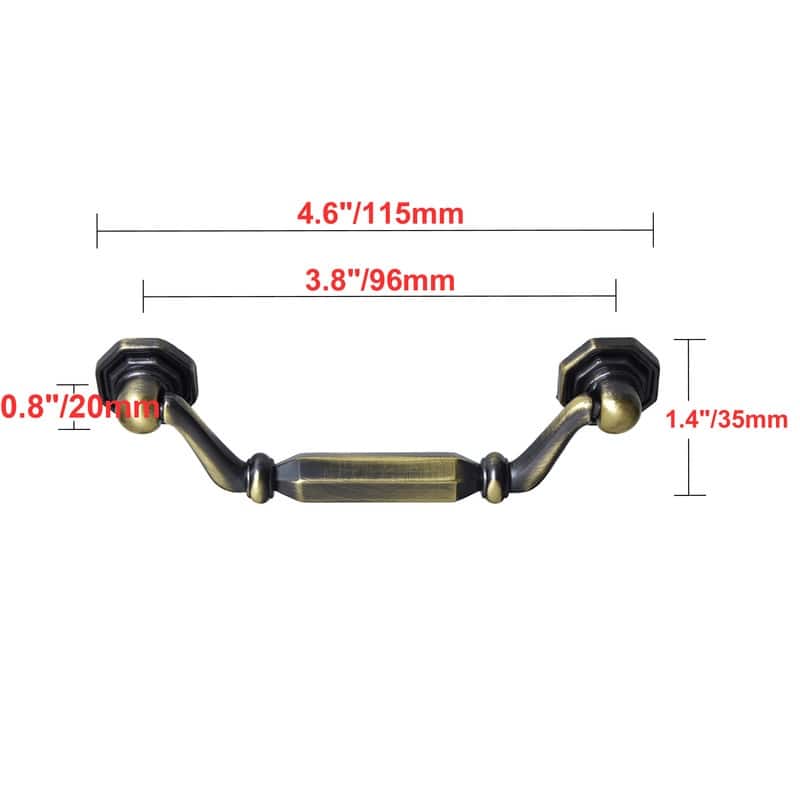 Utopia Alley Suffolk Pull Handle - Decorative Cabinet Drop Pull Handles for Cabinets, Antique Brass, 3.8" Center to Center