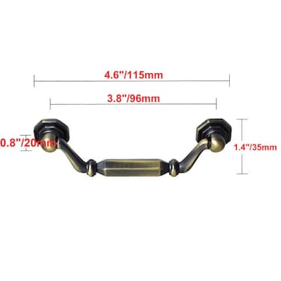 Utopia Alley Suffolk Pull Handle - Decorative Cabinet Antique Brass Drop Pull Handles, 3.8" Center to Center