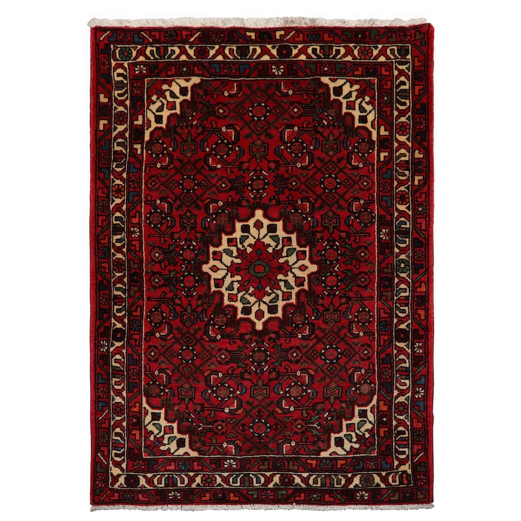 3'6''x5'1'' Hand Knotted Wool Rust Abadeh Traditional Rug - 3' 6'' x 5' 1''