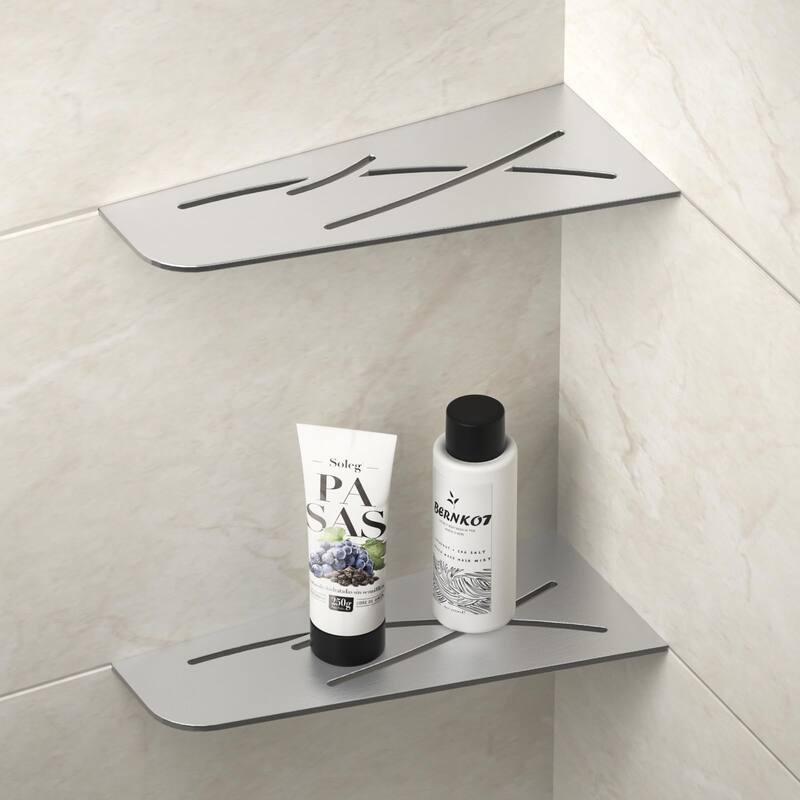 12 Inch Finish 304 Stainless Steel Quadrilateral Corner Shelves 2 Packs -  Brushed