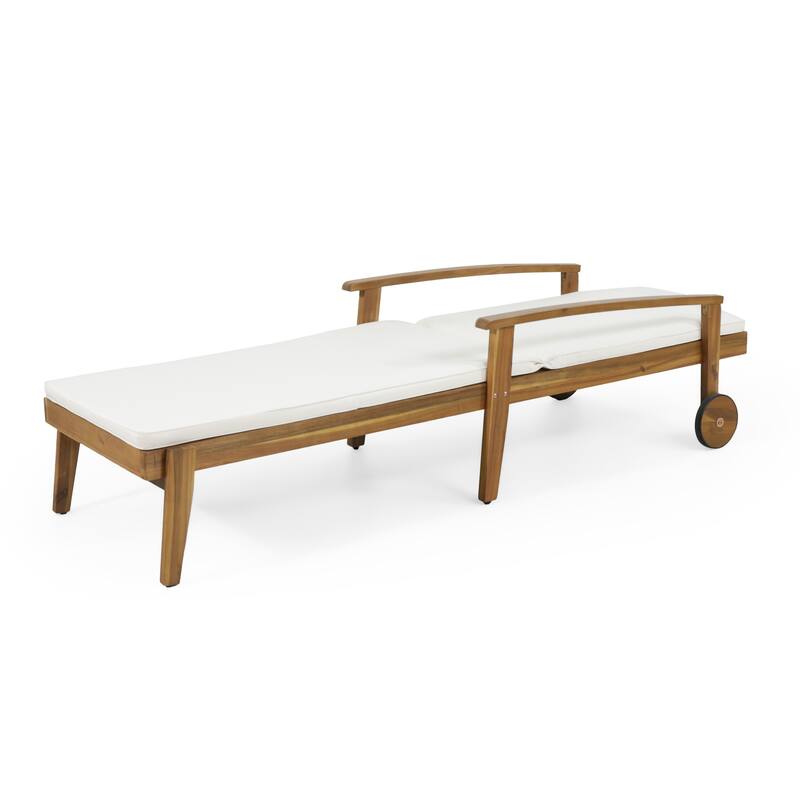 Jason Outdoor Acacia Wood Outdoor Chaise Lounge with Water Resistant Cushion by Christopher Knight Home