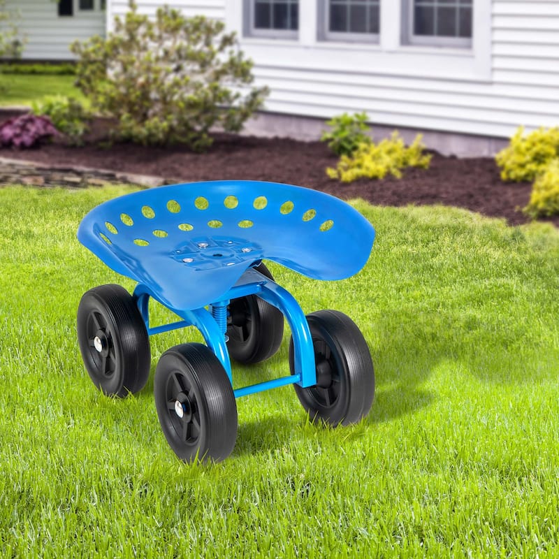 Costway Rolling Garden Cart Heavy Duty Workseat with 360° Swivel Seat - See Details