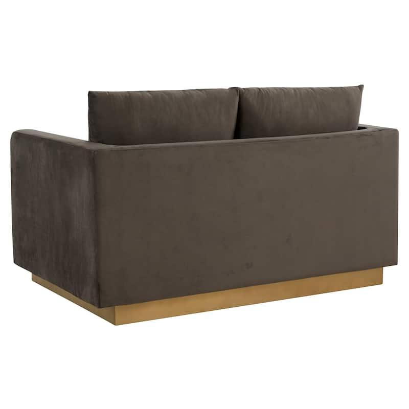 Nervo Modern Accent Chair Velvet Sofa Loveseat With Gold Base & Cushions, Mini Couch for 2 people for Living Room & Bedroom