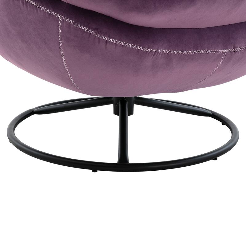 Velvet Swivel Accent Chair with Ottoman & Metal Legs (360° Rotation)