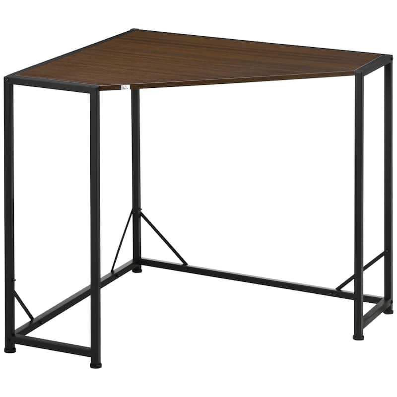 HOMCOM Space-Saving Small Corner Writing Desk & Corner TV Stand, Corner Computer Desk with Strong Metal Frame