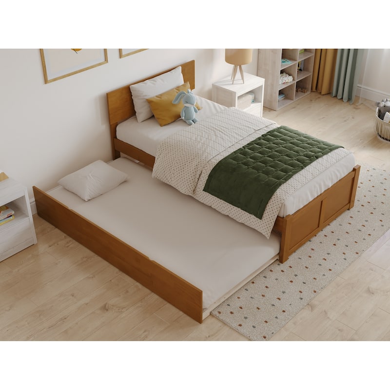 Orlando Platform Bed with Footboard and Twin Trundle Bed