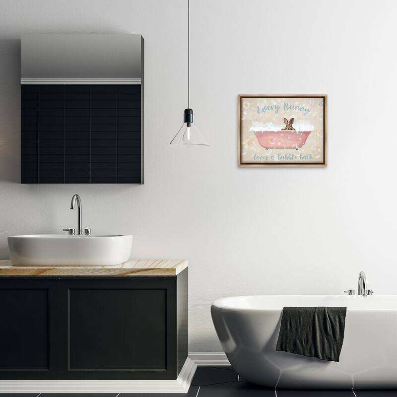 Stupell Every Bunny Loves Baths Framed Floater Canvas Wall Art Design By Susan Arnot