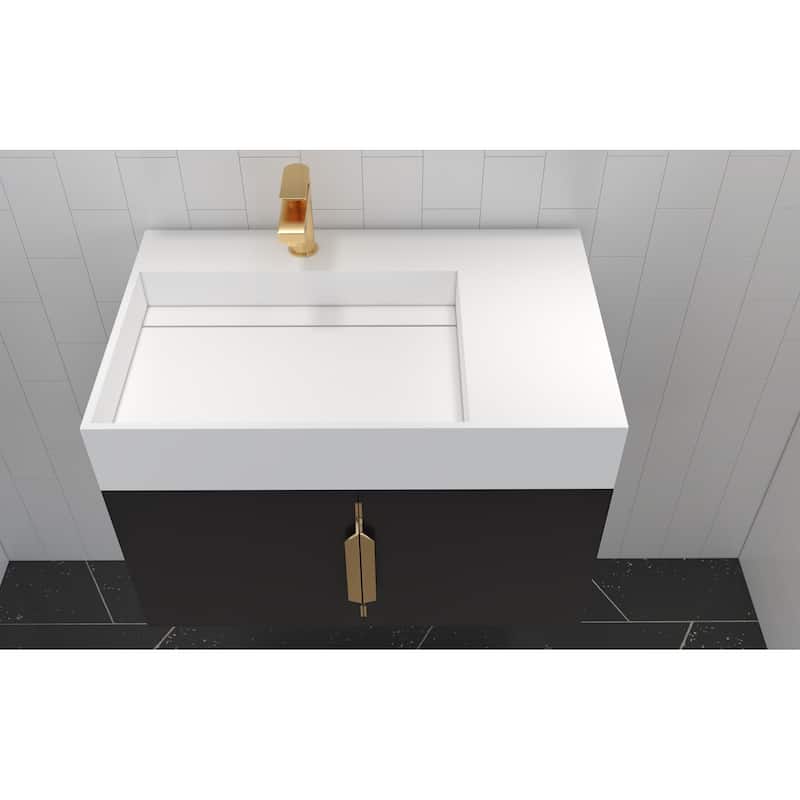 Amazon 30" Wall Mounted Bathroom Left Basin Vanity Set w/ White Top