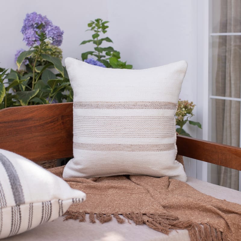 Sevita Farmhouse Striped Hand-Woven Indoor/Outdoor Throw Pillow