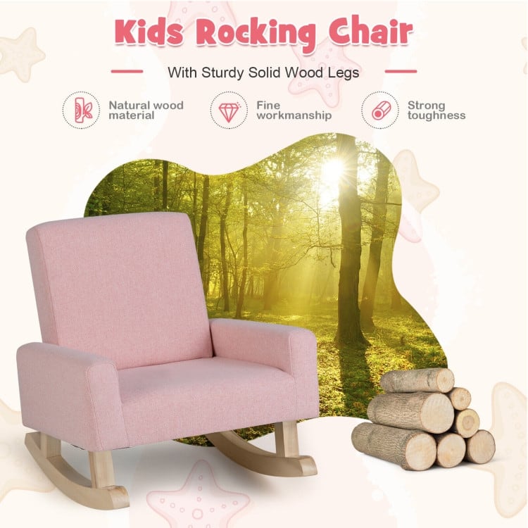 Kids Rocking Chair with Solid Wood Legs - 19.68" x 18.5" x 21.65"